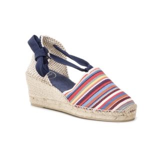 Toni Pons Striped Ankle Lace Up Wedge Espadrilles